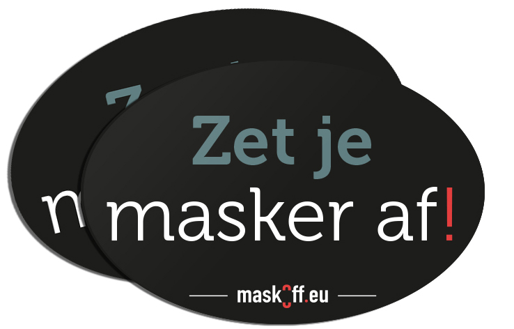 Sticker Zet je masker af